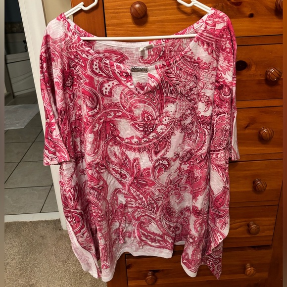 Cato Tops - Cato Plus Size Pink Patterned Butterfly Style Blouse womens 26/28